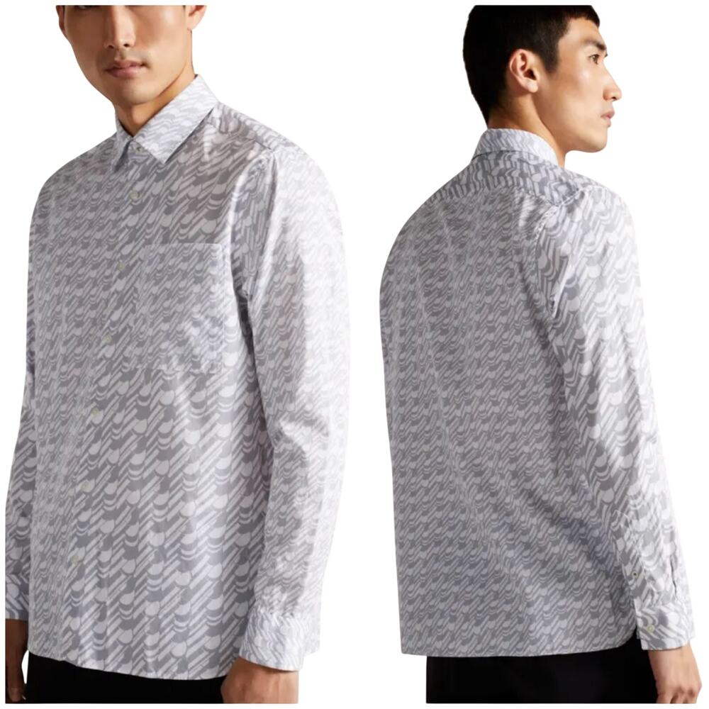 Ted Baker NWT Retrow Long Sleeve Multi Scale Geo Print Shirt Men's Size 6 (2XL)